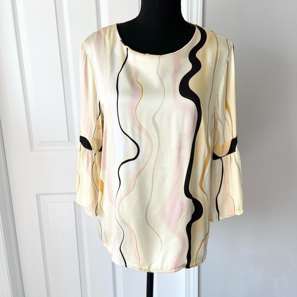 Culture Bell Sleeve Satin  Blouse